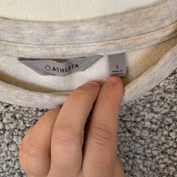 Athleta | Heathered Gray and Black Wool Blend Crew Neck Sweater Size Small - Picture 4 of 7